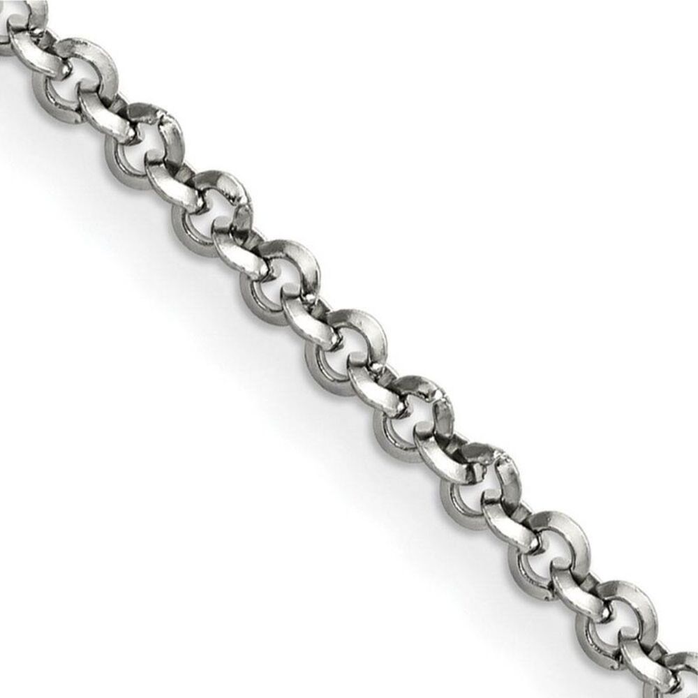 3.2mm Stainless Steel Polished Rolo Chain Necklace, 16 Inch